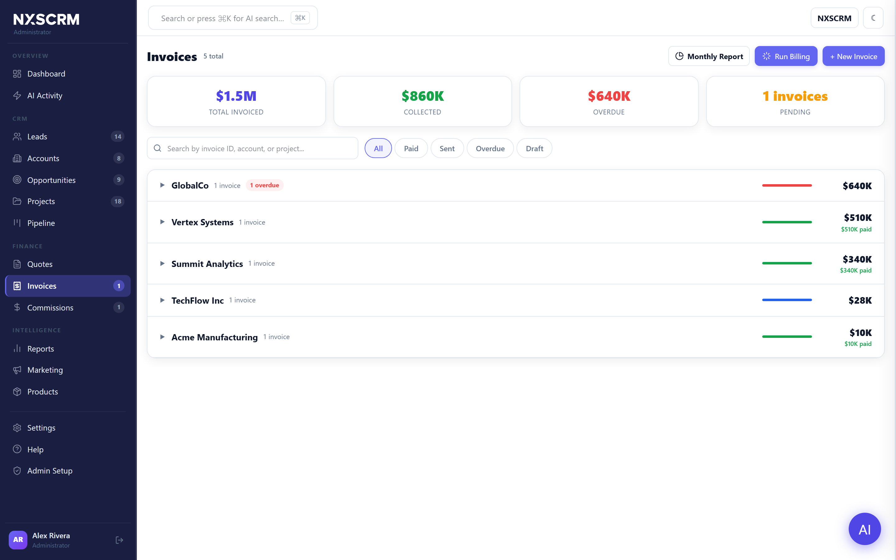 NXSCRM: Invoices
